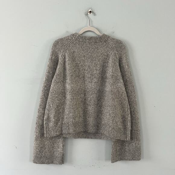 AG Adriano Goldschmied Noelle Metallic Shimmer Wool Blend Bell Sleeve Sweater - Picture 5 of 8